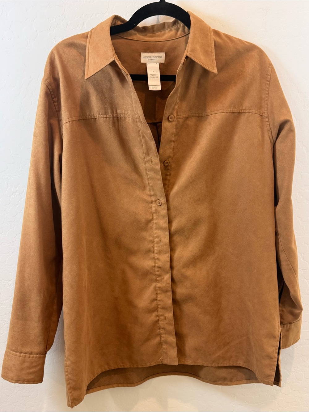 Liz Claiborne Caramel Suede Look Button-Up Shirt